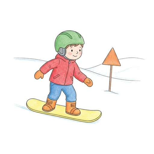 Snowboarder coloring page: Snowboarder At Flag, colored example