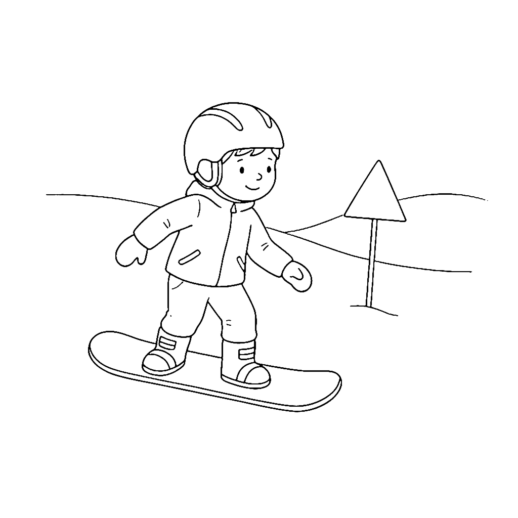 Snowboarder coloring page: Snowboarder At Flag, outline to print