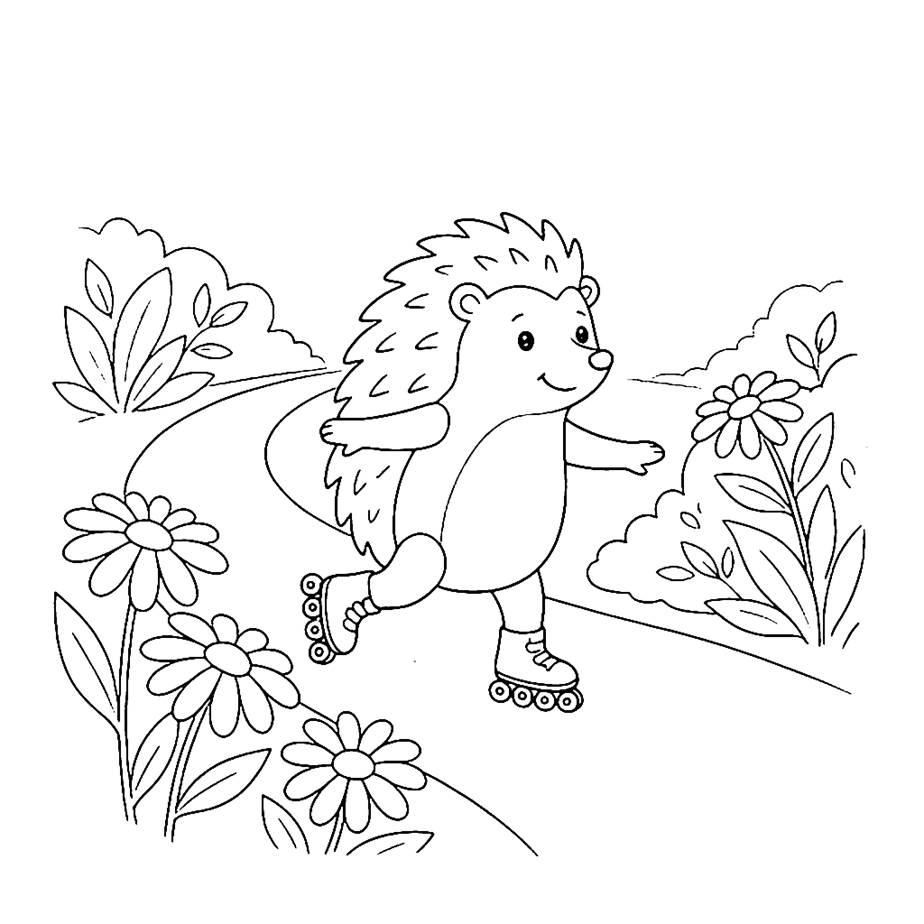 Hedgehog Roller Glide coloring page outline