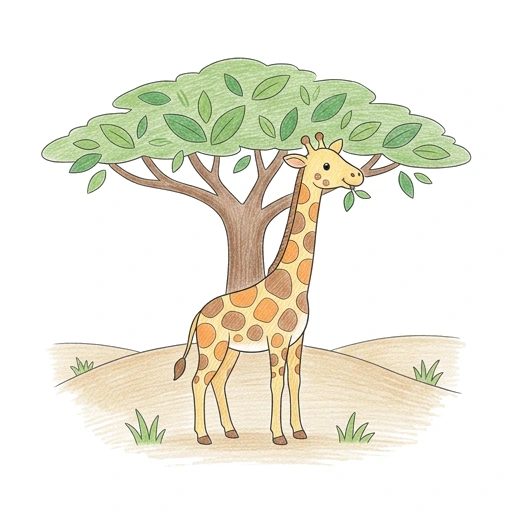 Giraffe Acacia Stroll, colored example