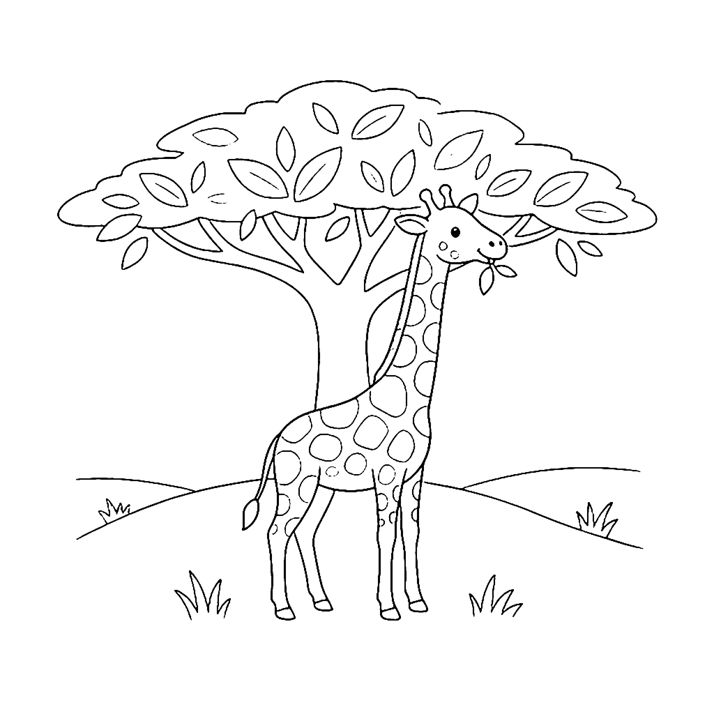 Giraffe Acacia Stroll coloring page outline