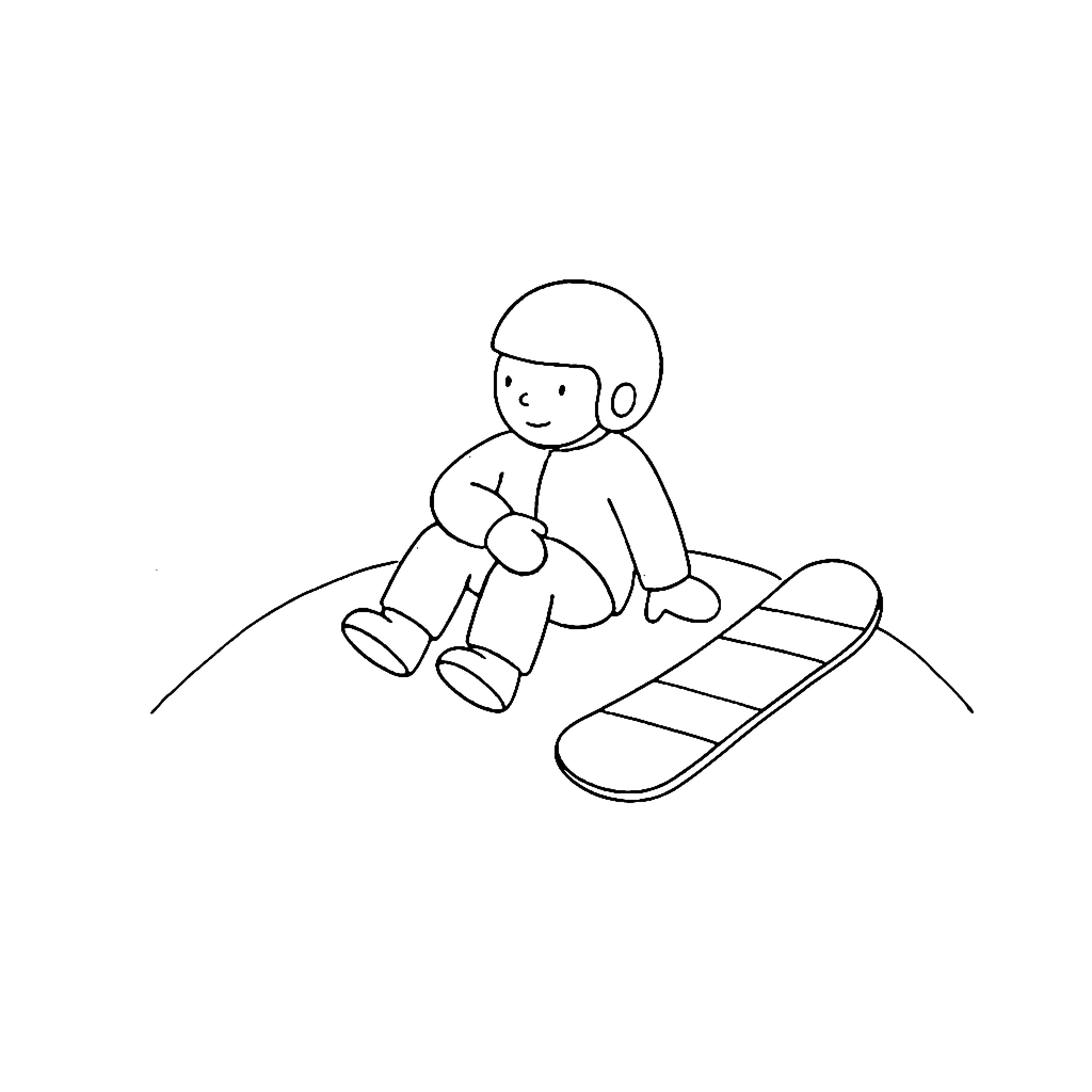Snowboarder coloring page: Snowboarder Seated Rest, outline to print