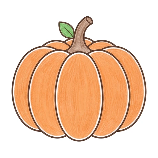 Pumpkin coloring page: Round Garden Pumpkin, colored example