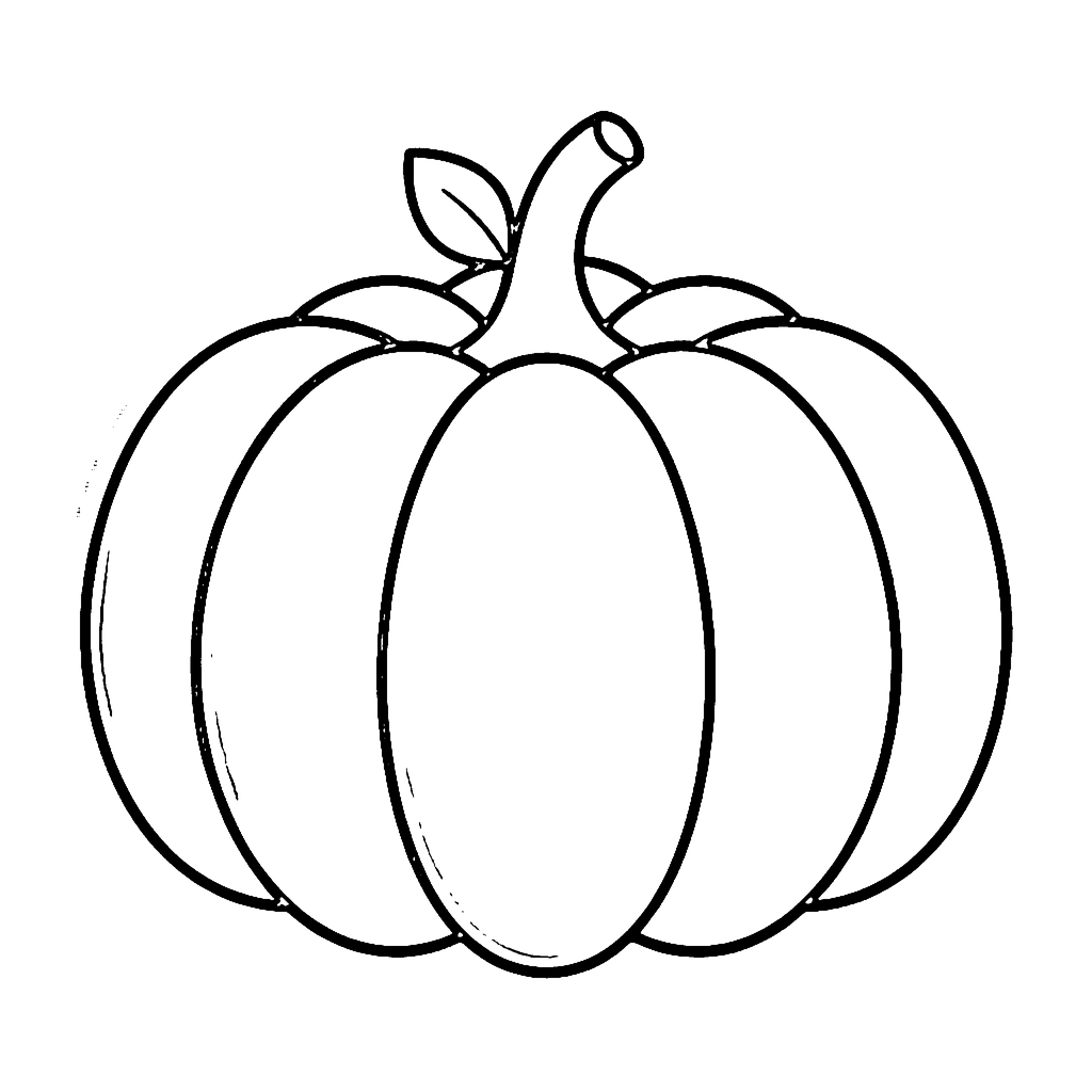 Pumpkin coloring page: Round Garden Pumpkin, outline to print