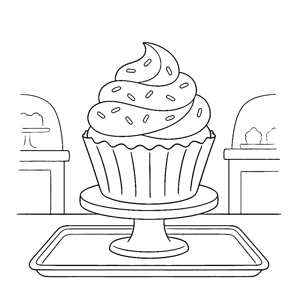 Cupcake Stand coloring page outline