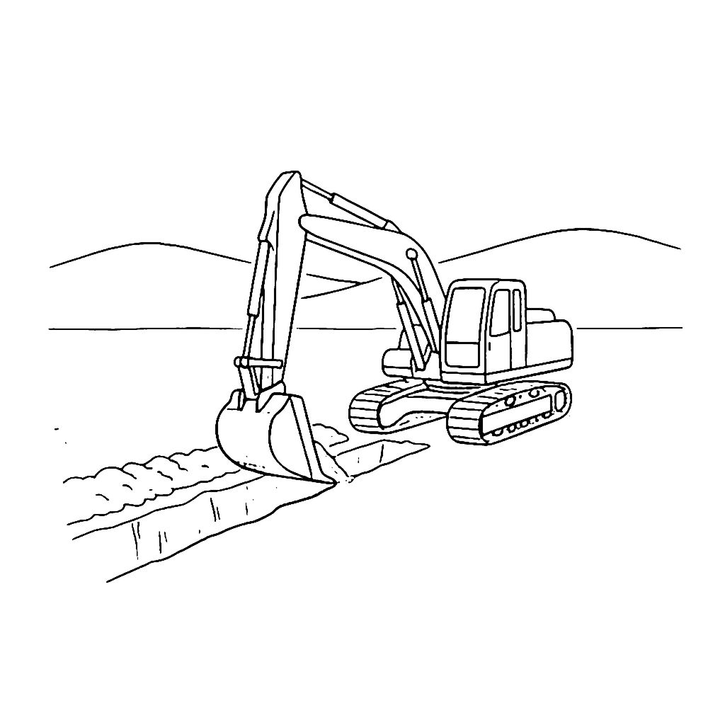 Pipeline Trench Digger coloring page outline