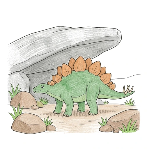 Stegosaurus Rock Shelter, colored example