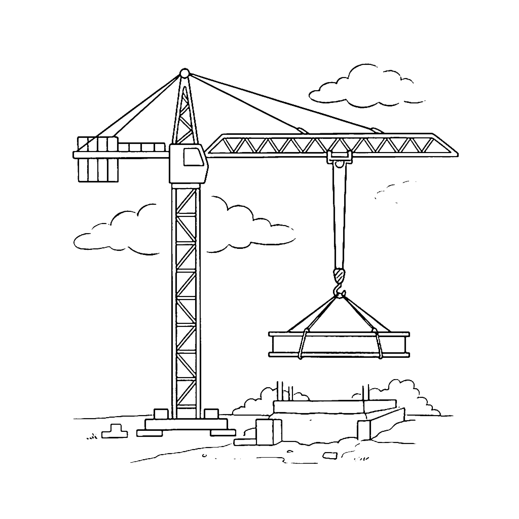 Tower Crane Lift coloring page outline