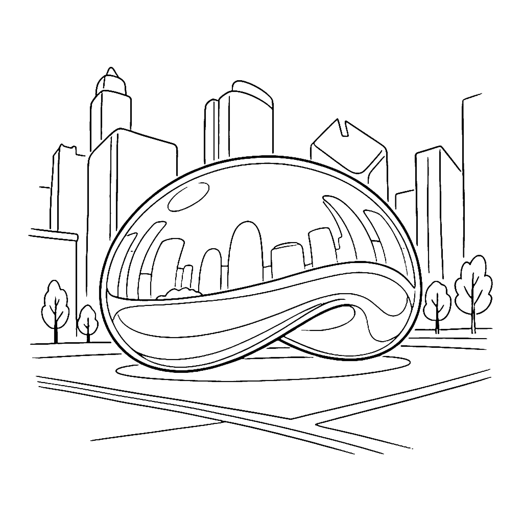 Chicago Bean Reflection coloring page outline