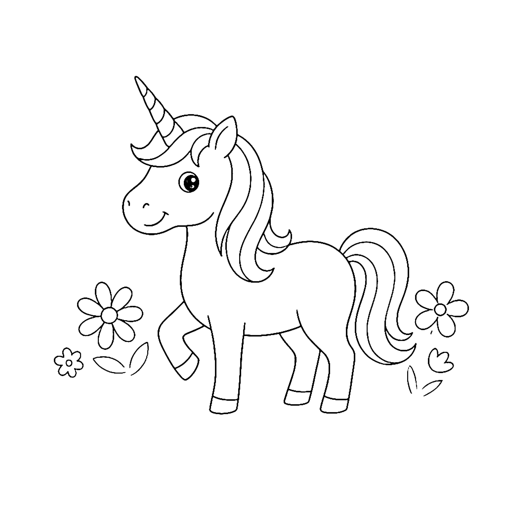 Unicorn Meadow coloring page outline