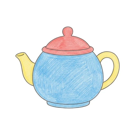 Teapot coloring page: Simple Teapot, colored example