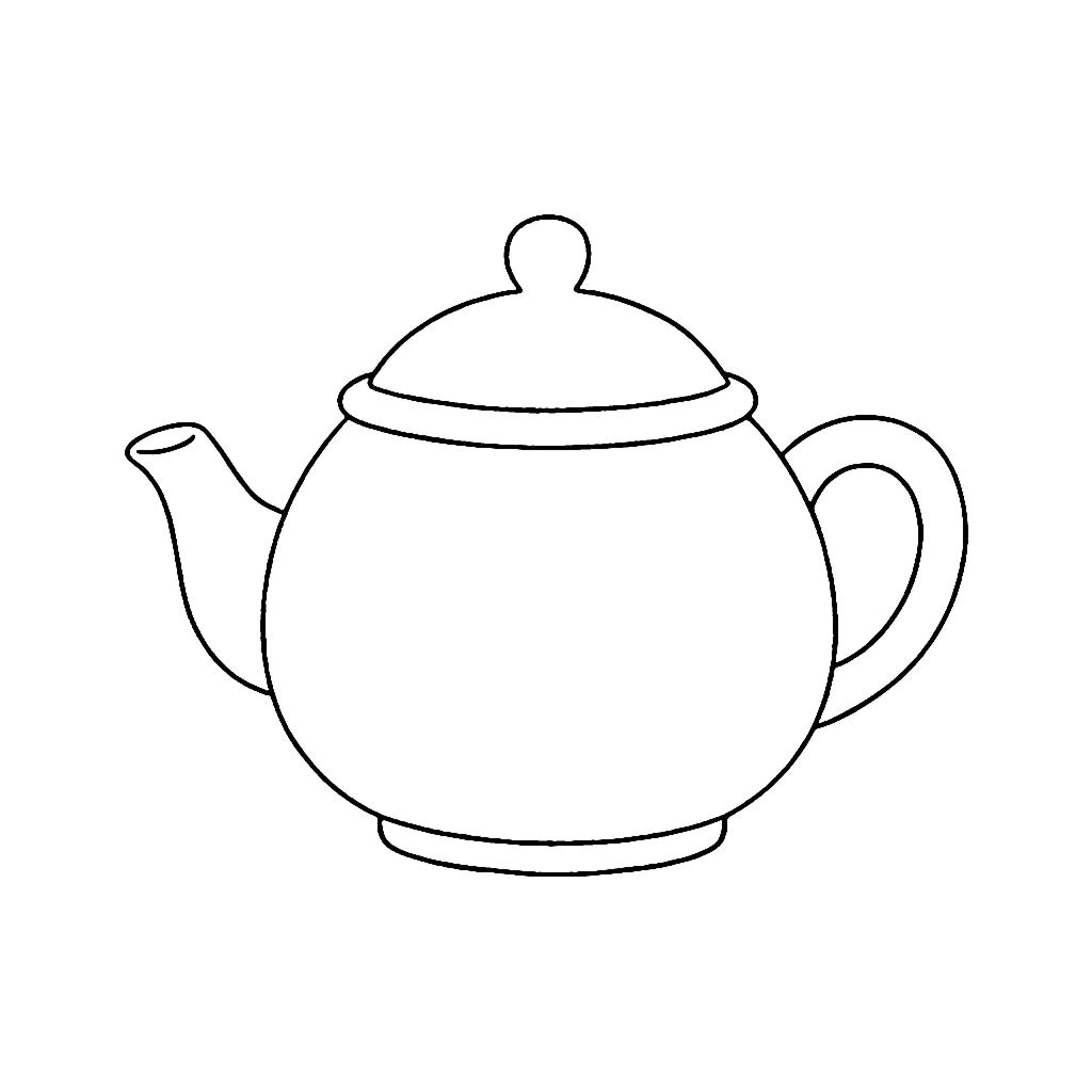 Teapot coloring page: Simple Teapot, outline to print