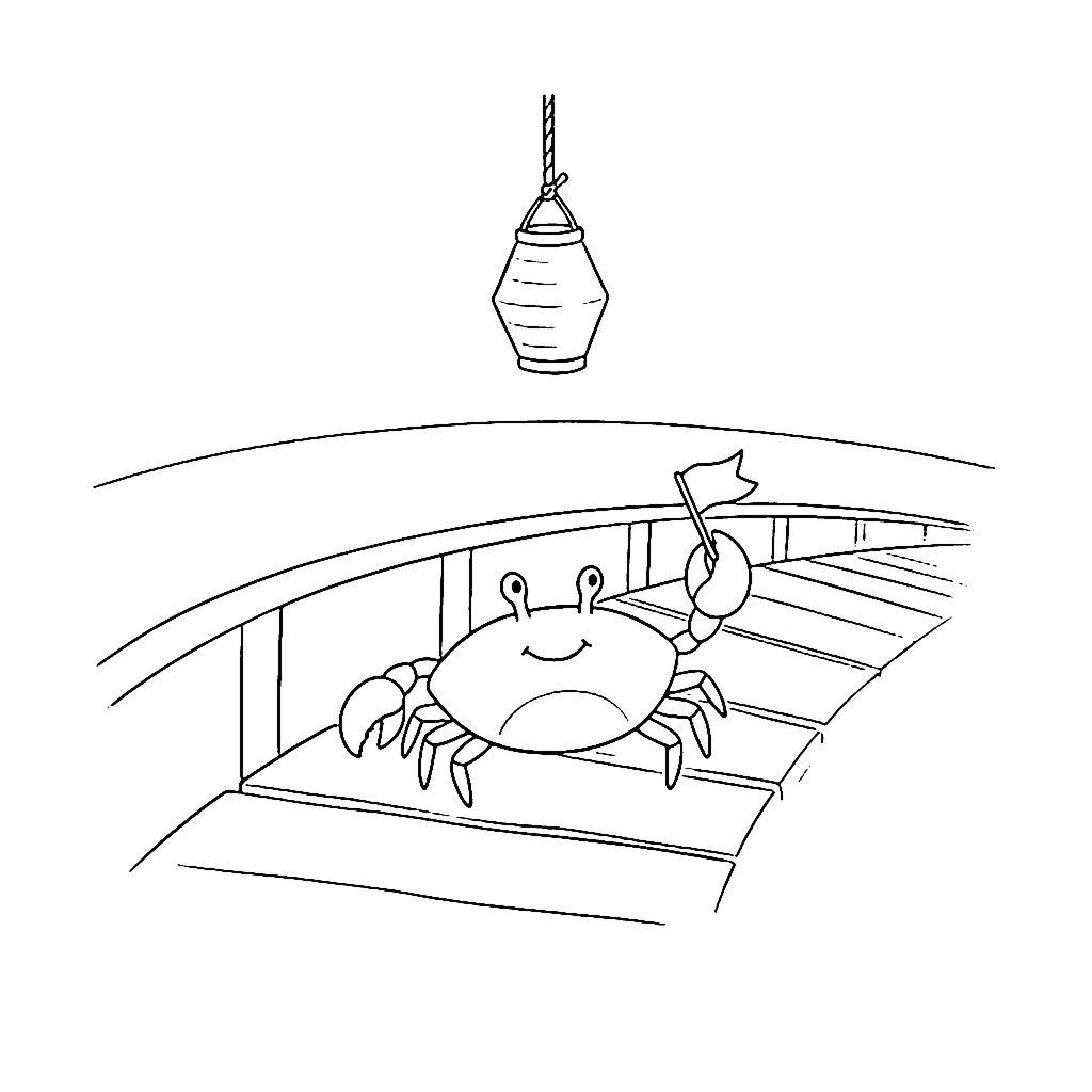 Crab coloring page: Crab Lantern Festival, outline to print