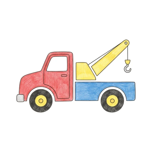 Tow Truck coloring page: Tow Truck Ready, colored example