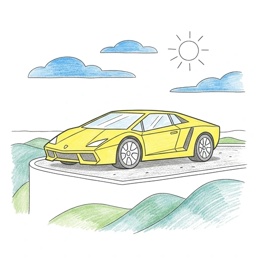 Yellow Angular Supercar, colored example