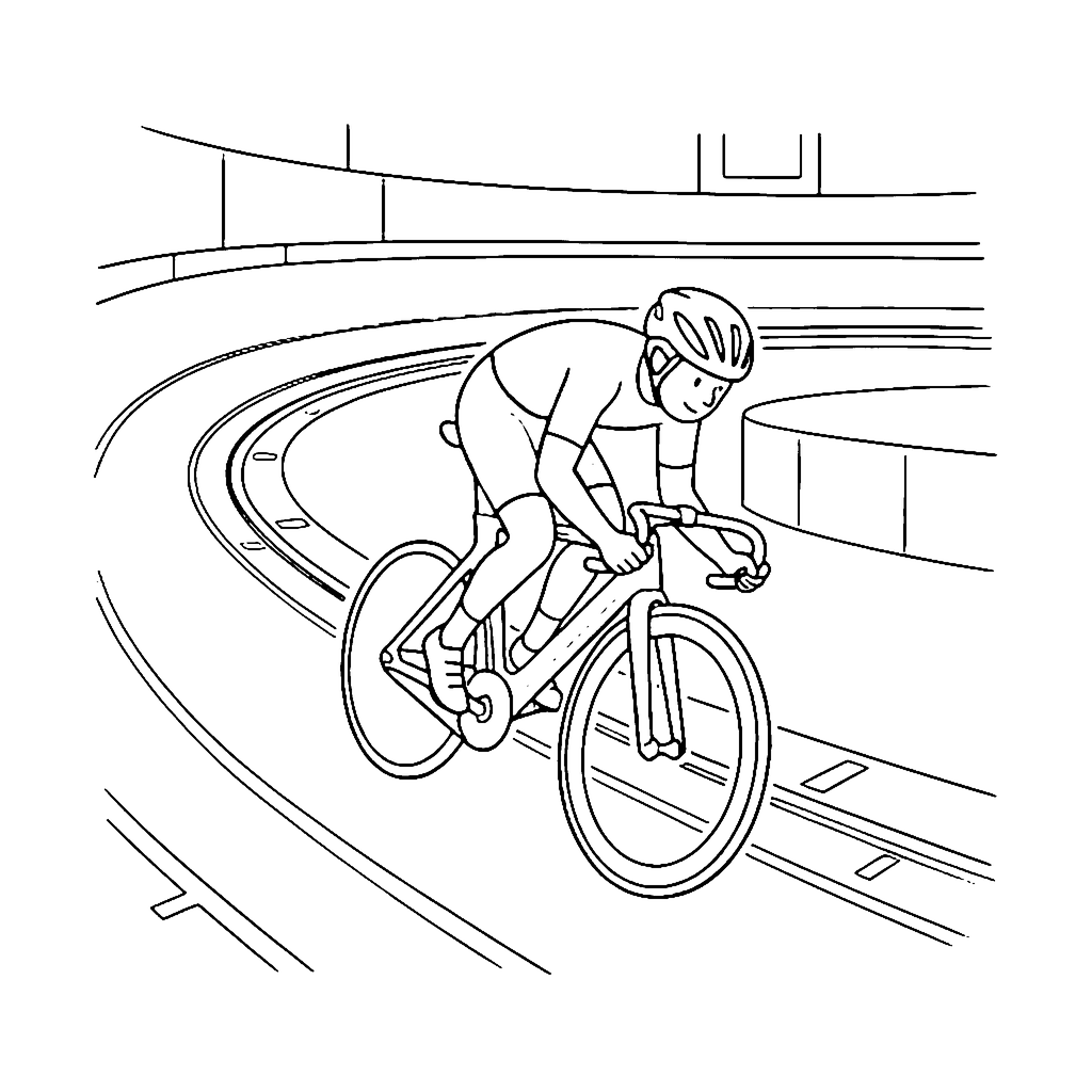 Track Cycling Sprint coloring page outline