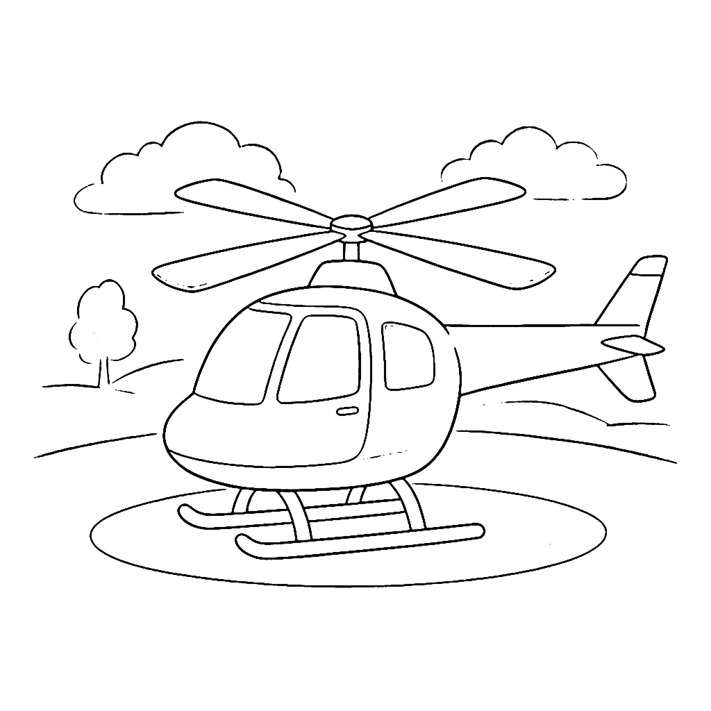 Helicopter coloring page: Helicopter Landing Pad, outline to print