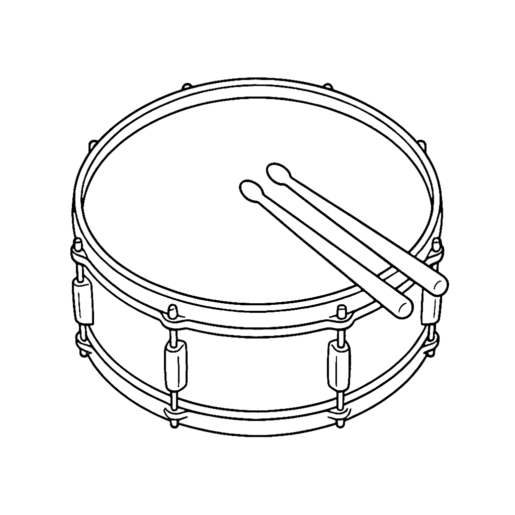 Drum coloring page: Big Music Drum, outline to print