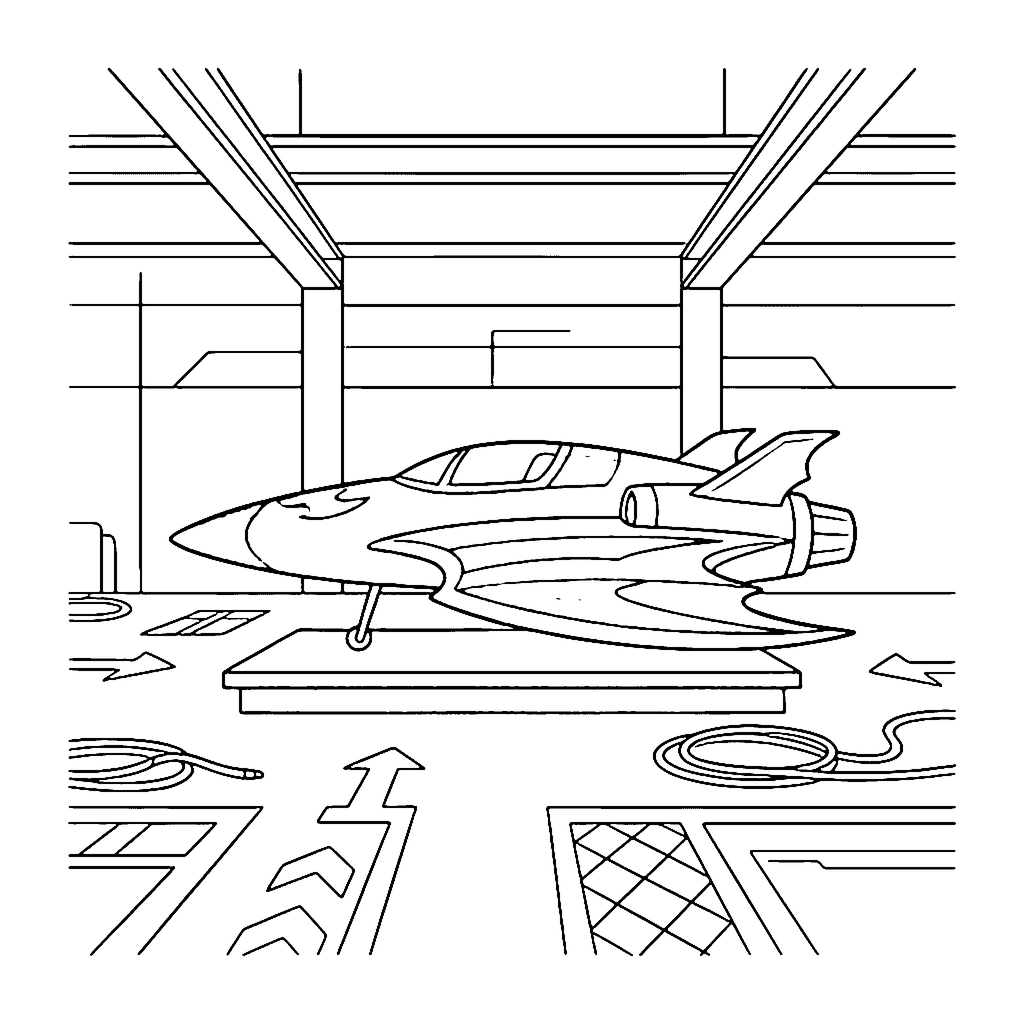Batwing Hangar coloring page outline