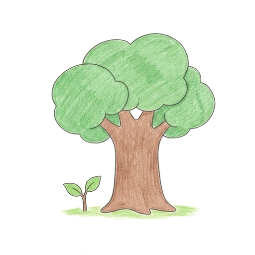 Tree coloring page: Big Tree Small Sprout, colored example
