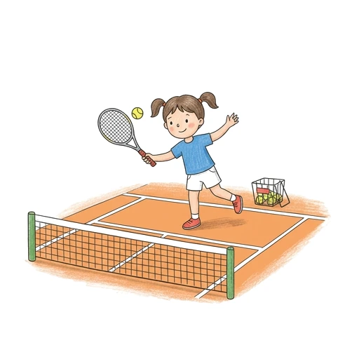 Tennis coloring page: Tennis Serve Practice, colored example