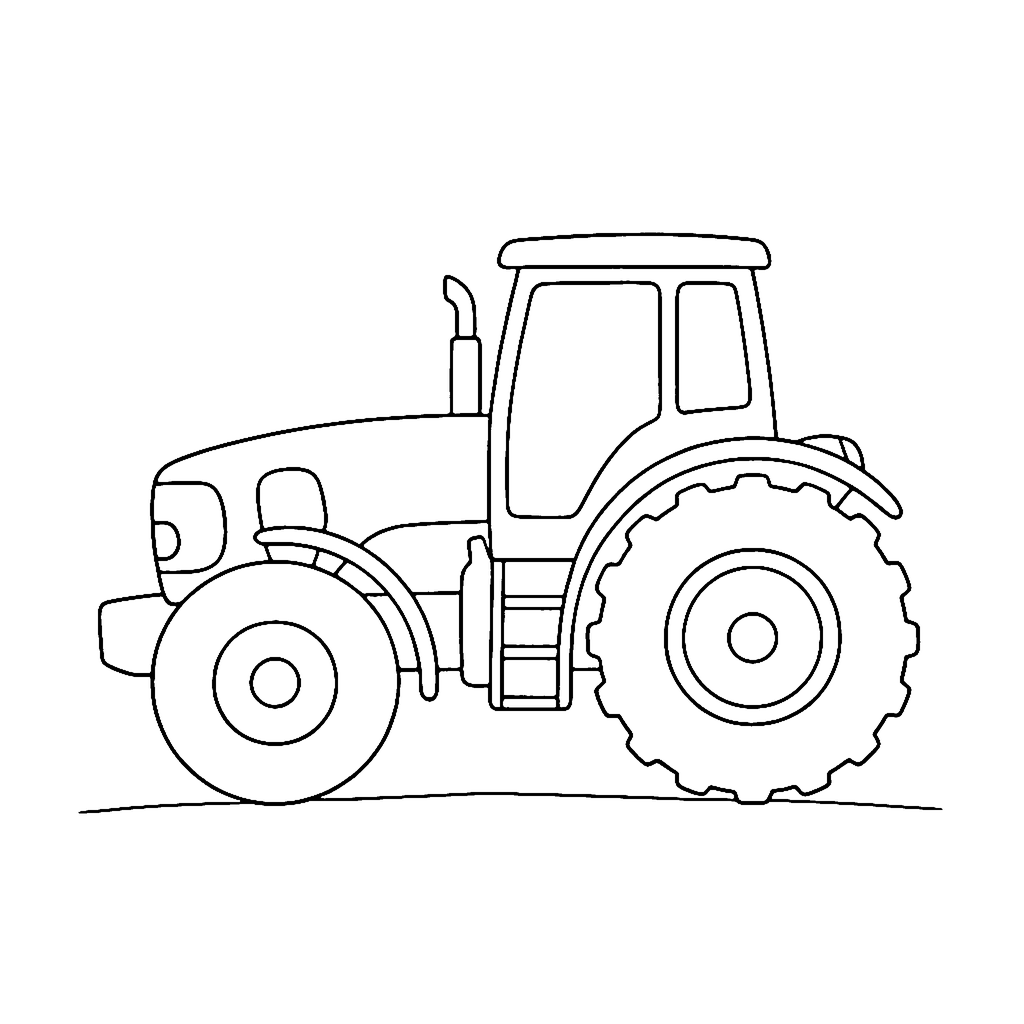 Tractor coloring page: Simple Farm Tractor, outline to print