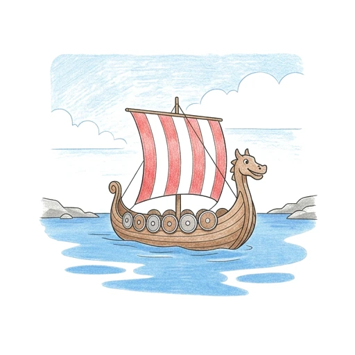 Viking Longship Bay, colored example