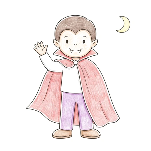 Vampire coloring page: Vampire Cape Wave, colored example