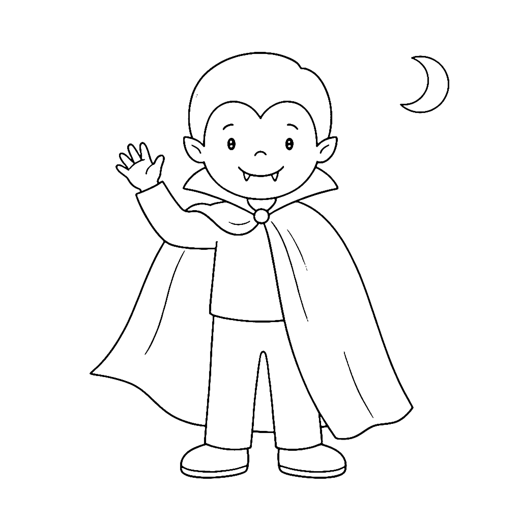 Vampire coloring page: Vampire Cape Wave, outline to print