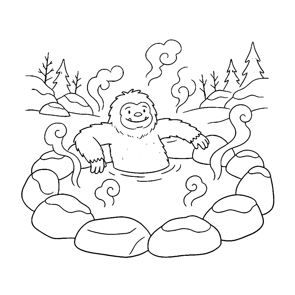 Yeti Hot Spring coloring page outline