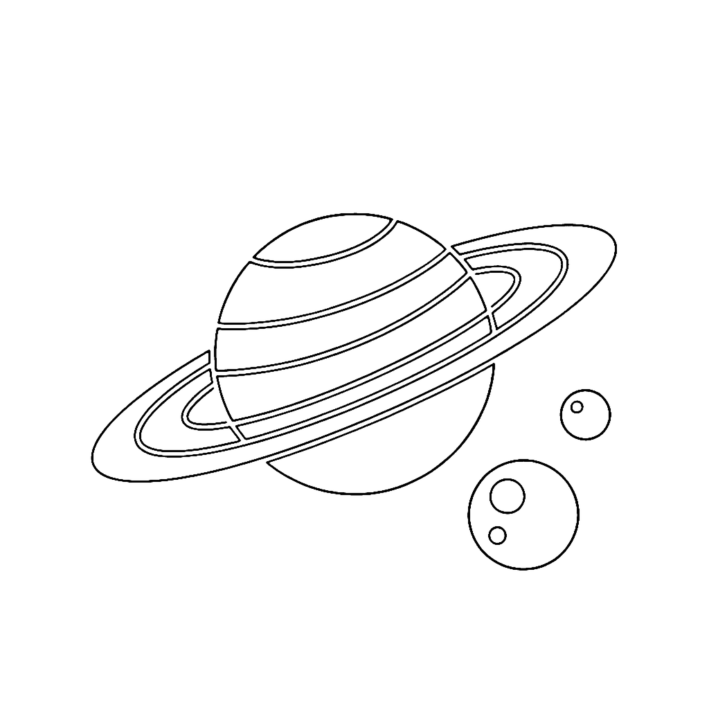 Planet coloring page: Planet With Rings, outline to print