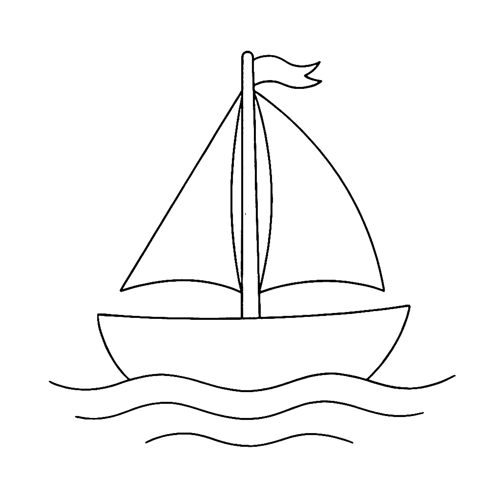 Sailboat coloring page: Sailboat Breeze, outline to print