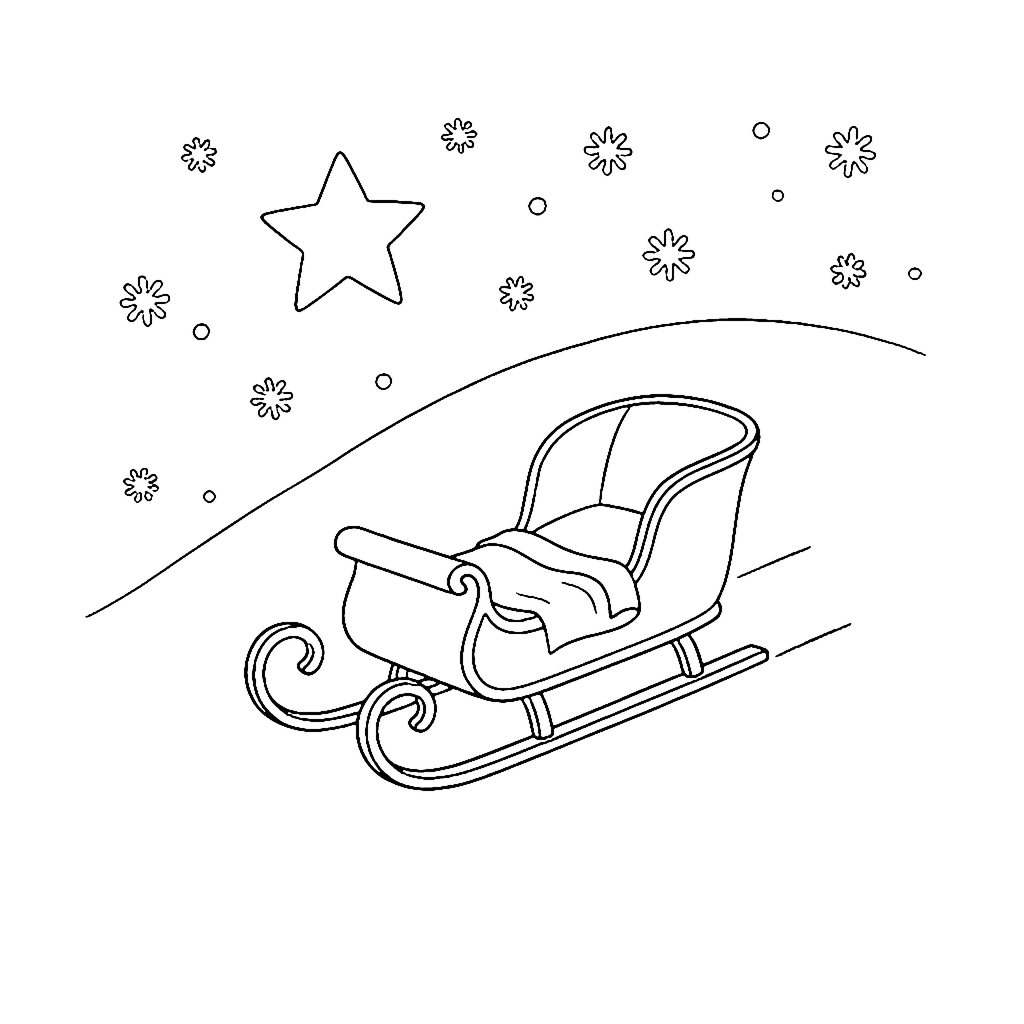 Sleigh Under Stars coloring page outline