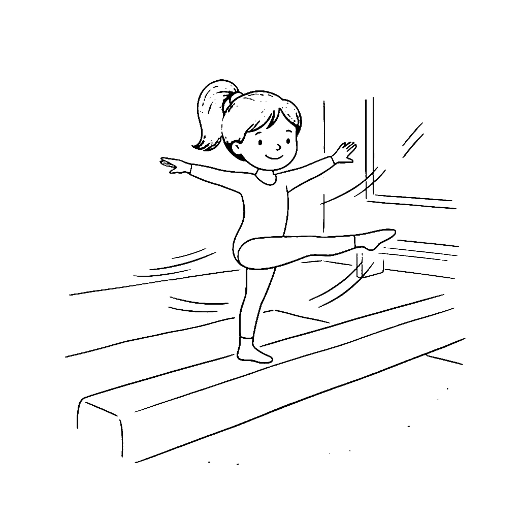 Balance Beam Star coloring page outline