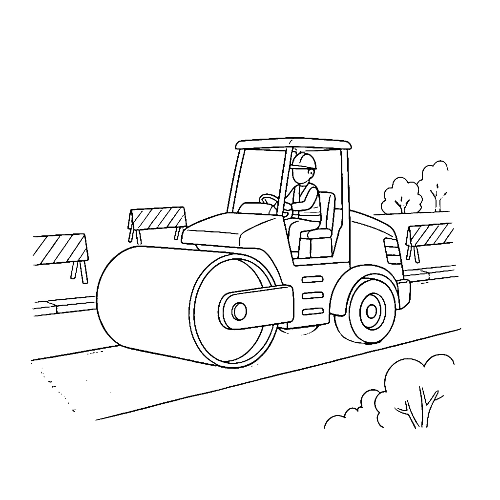 Road Roller Finish coloring page outline