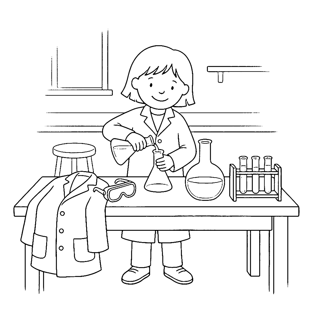 Chemist Lab Experiment coloring page outline