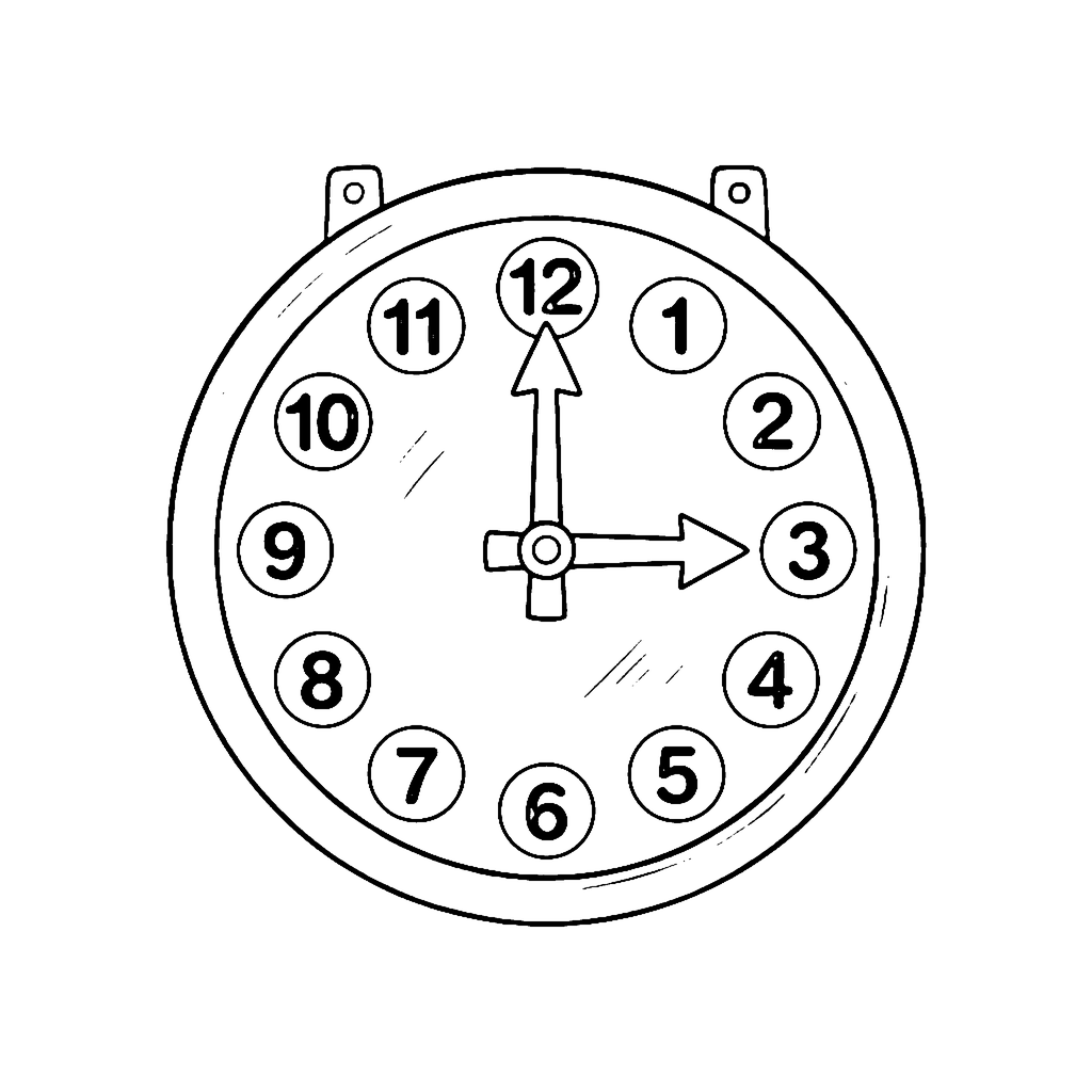 Number Clock Face coloring page outline