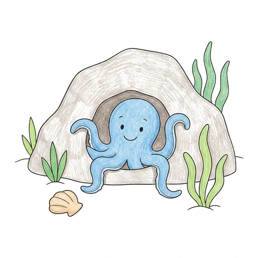 Octopus Rocky Den, colored example