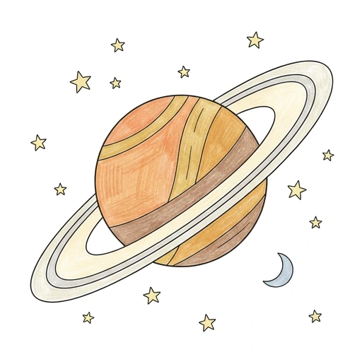 Saturn Rings View, colored example
