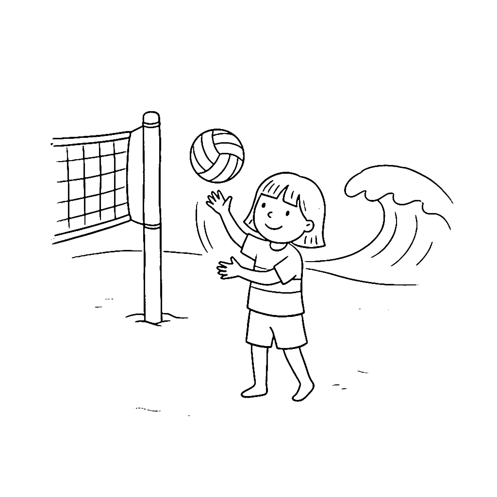 Volleyball Beach Serve coloring page outline