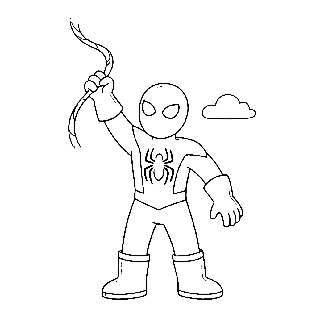 Superhero coloring page: Spider Hero Web Toss, outline to print