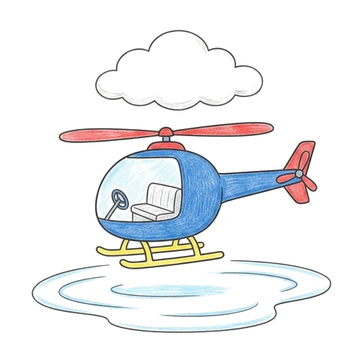 Helicopter coloring page: Helicopter Over Pond, colored example