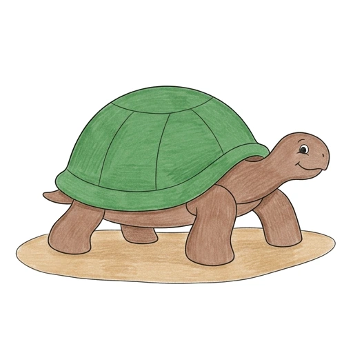 Turtle coloring page: Friendly Turtle Shell, colored example