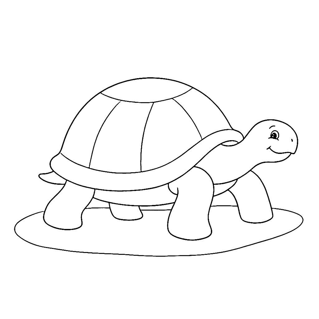 Turtle coloring page: Friendly Turtle Shell, outline to print