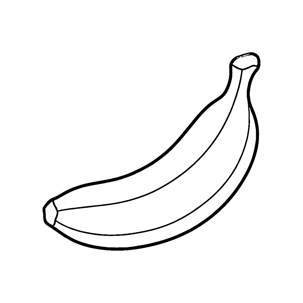 Banana coloring page: Curved Yellow Banana, outline to print