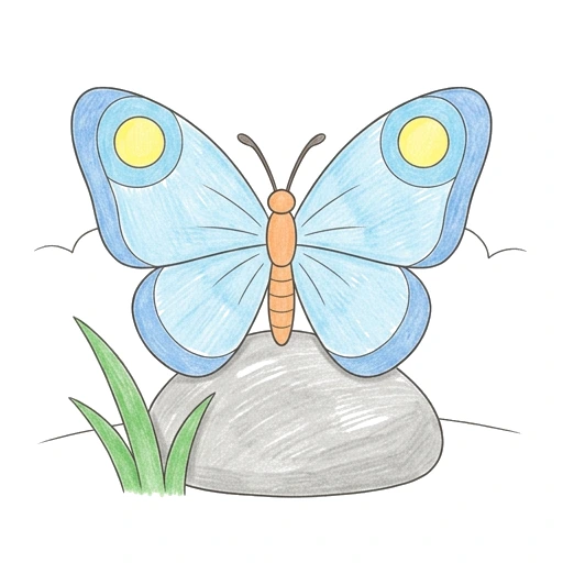 Butterfly coloring page: Butterfly Garden Stone, colored example