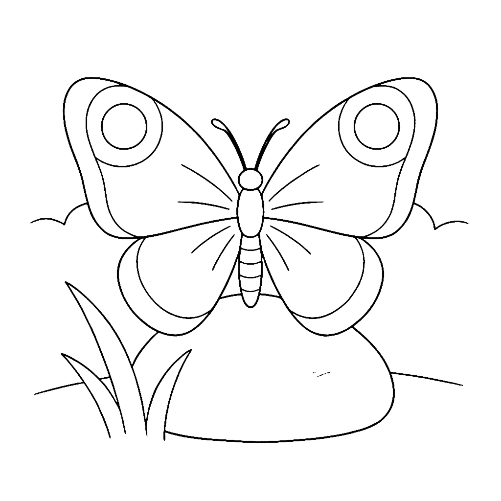 Butterfly coloring page: Butterfly Garden Stone, outline to print