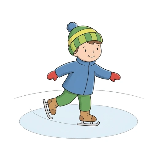 Ice Skating coloring page: Child Skating Forward, colored example