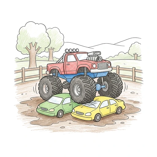 Monster Truck Car Crush, colored example