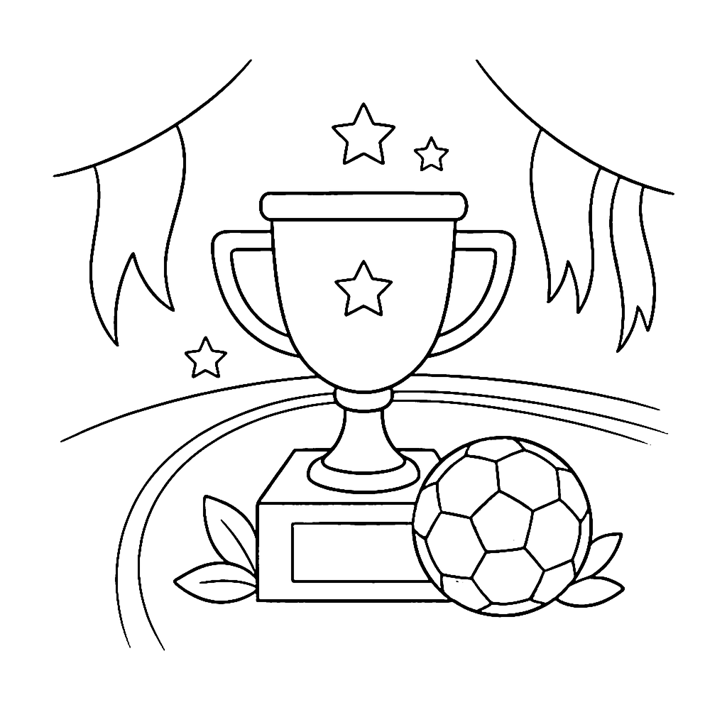 Soccer Trophy Display coloring page outline